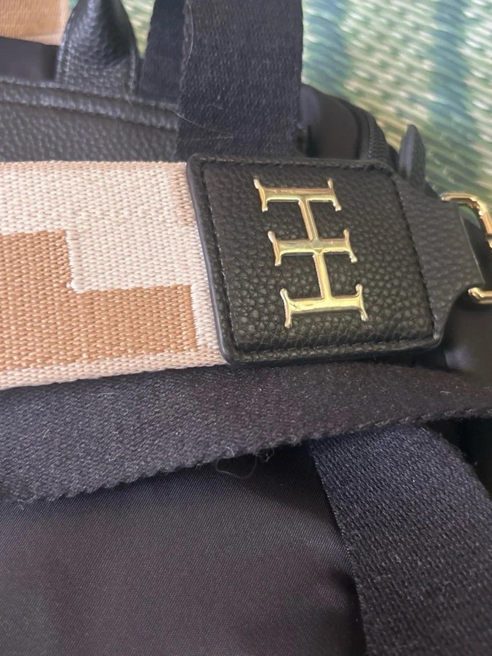 Haute Hippie Black Nylon Backpack with Gold Hardware